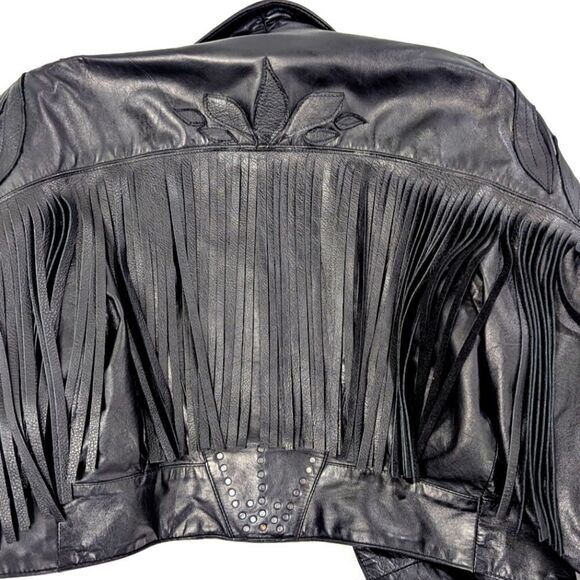 Vintage Leather Crop Fringe Jacket - Picture 11 of 12